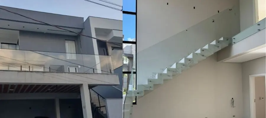 Exemplos de guarda-corpo de vidro em residência
